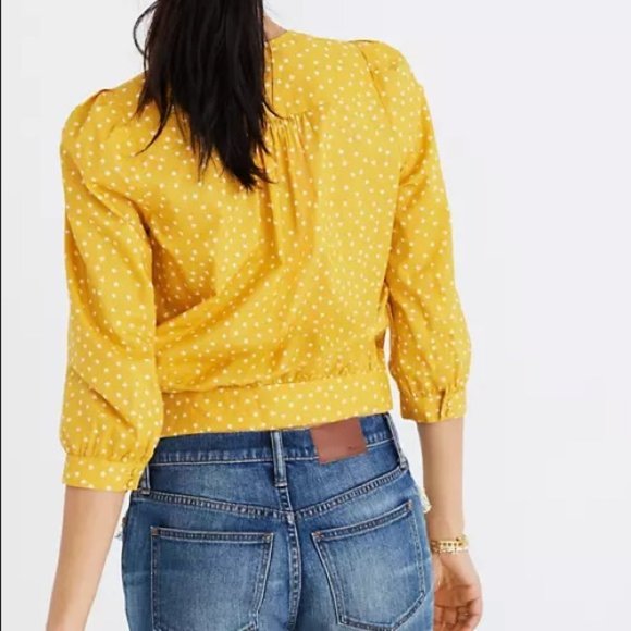Madewell Yellow Star Pattern Wrap Top - Picture 2 of 4